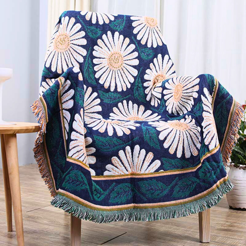 Bohemian Shiragiku Tassel Cotton Knit Blanket