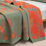 Ginkgo Orange Leaf Floral Pattern Quilt