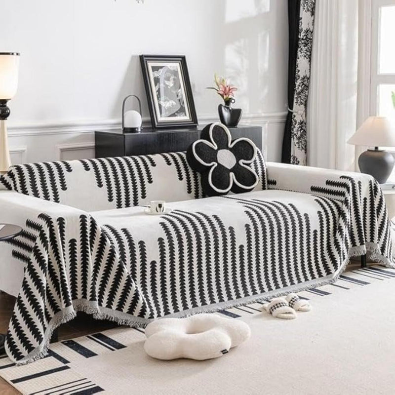 Modern Monochrome Fern Sofa Cover