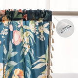 Navy Floral Tassel Curtains