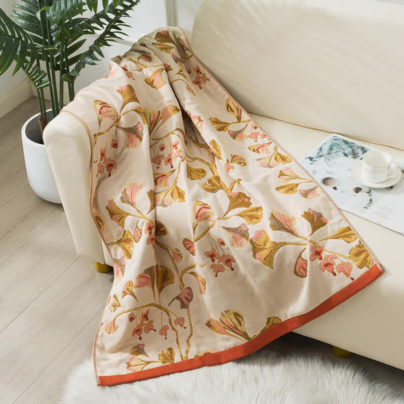 Ginkgo Leaf Cotton Gauze Towel