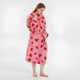 Strawberry Plush Soft Fleece Bathrobe