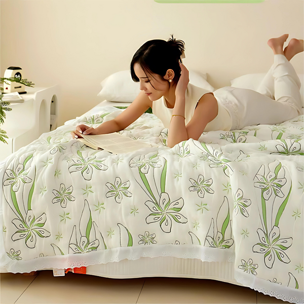 Bamboo Fibre Fresh Style Floral Blanket