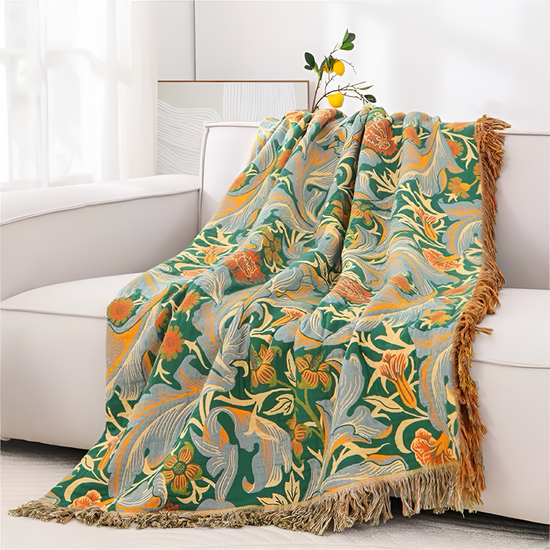 Vintage Floral Tapestry Throw Blanket