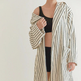 Comfortable Striped Cotton Bathrobe