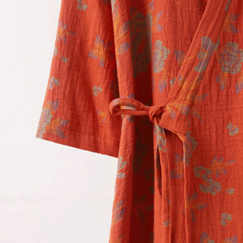 V-Neck Floral Jacquard Bathrobe