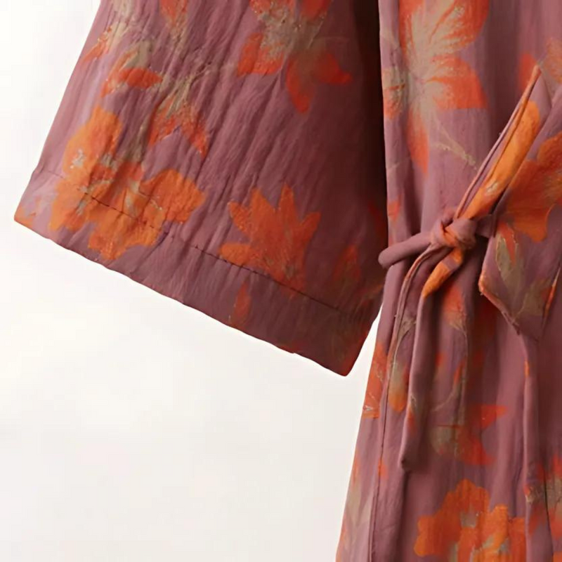 V-Neck Floral Jacquard Bathrobe