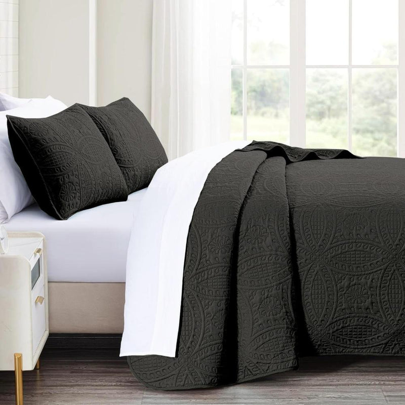 Embossed Medallion Coverlet Set