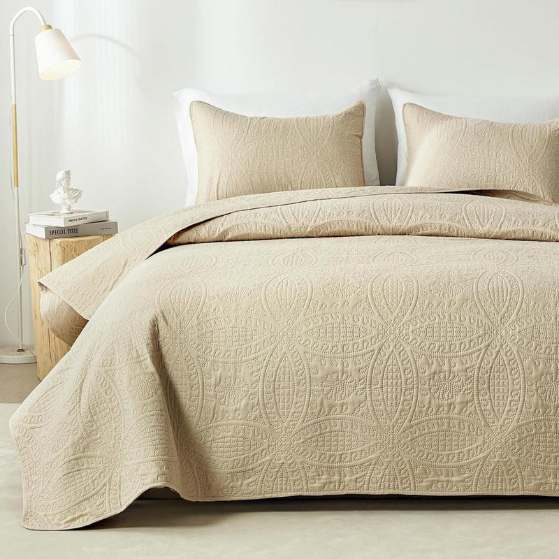 Embossed Medallion Coverlet Set