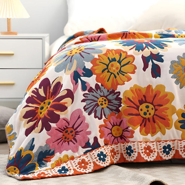 Bright Flower Cotton Blanket