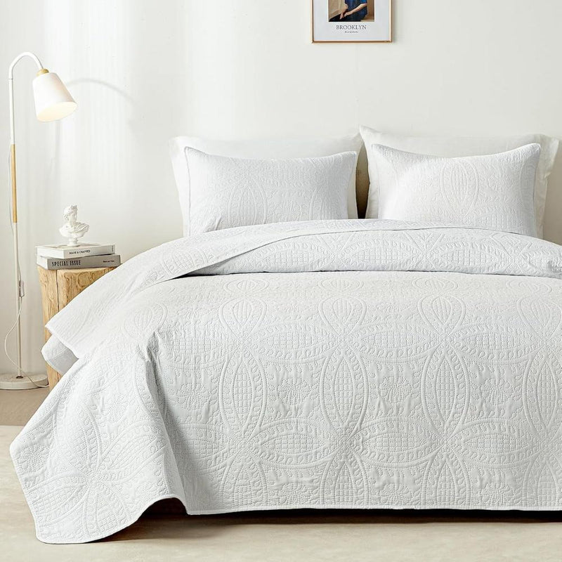 Embossed Medallion Coverlet Set